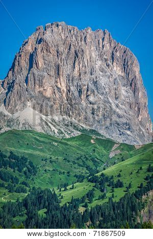 Sass Pordoi South Face (2952 M) In Gruppo Del Sella, Dolomites Mountains In Alps