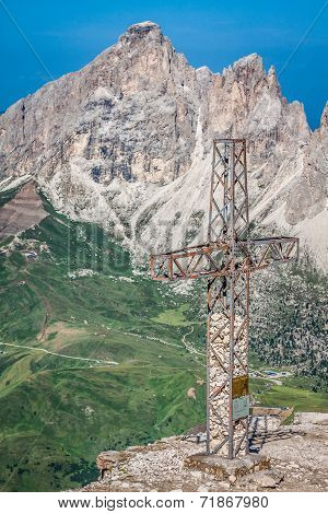 Sass Pordoi South Face (2952 M) In Gruppo Del Sella, Dolomites Mountains In Alps