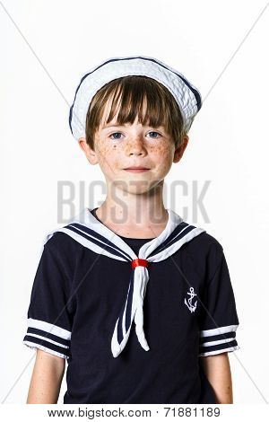 Cute Little Boy Dressed In Sailor Suit
