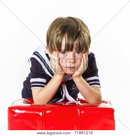 Cute Little Boy Dressed In Sailor Suit
