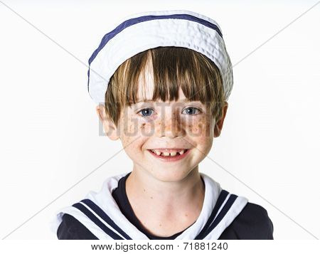 Cute Little Boy Dressed In Sailor Suit