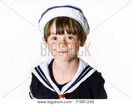Cute Little Boy Dressed In Sailor Suit