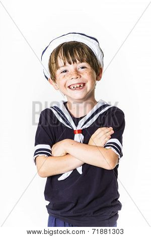Cute Little Boy Dressed In Sailor Suit