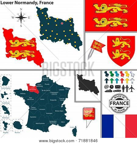 Map Of Lower Normandy, France