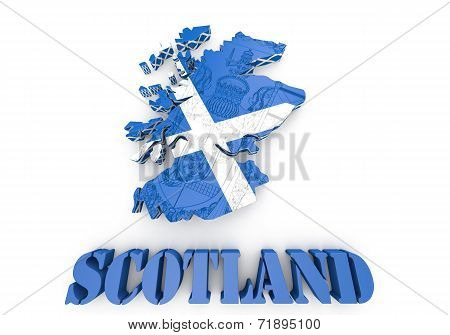 Scotland Map Flag 3D Illustration