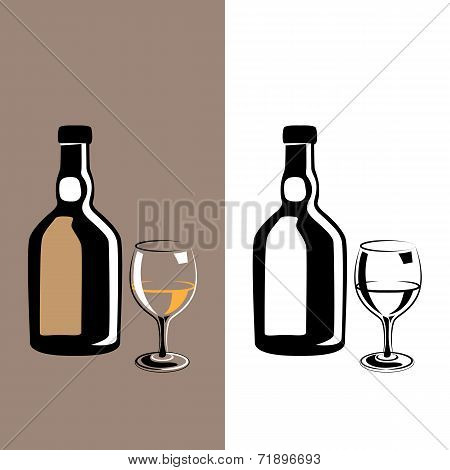 Glass And Bottle Cognac