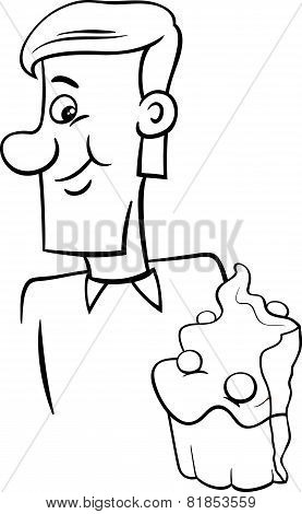 Man With Cupcake Coloring Page