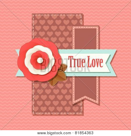 Valentines day  typographical retro holiday card.