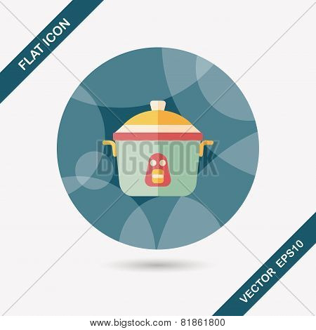 Kitchenware Rice Cooker Flat Icon With Long Shadow,eps10