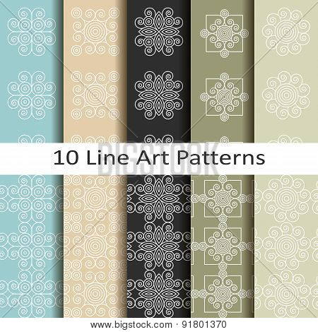 set of ten line art patterns