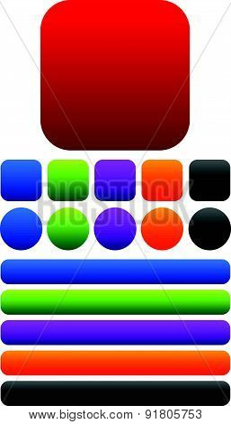 Squares, Circles And Oblong Buttons Or Banners With Empty Space. Vector Graphics.