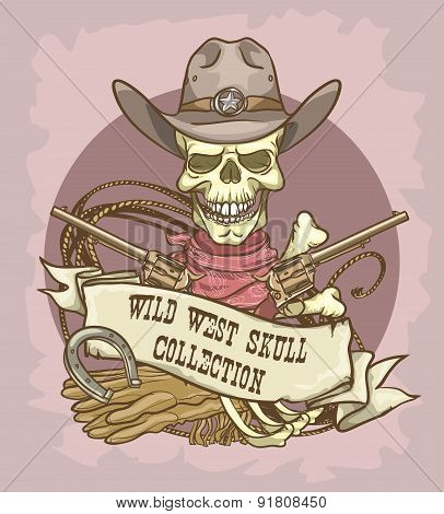 Wild West Skull label