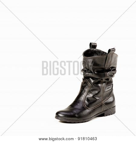 Womens Leather Boots In Black On A White Background