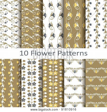 set of ten flower patterns