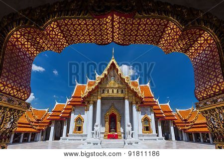 Traditional Thai architecture Wat Benjamaborphit or Marble Temple Bangkok