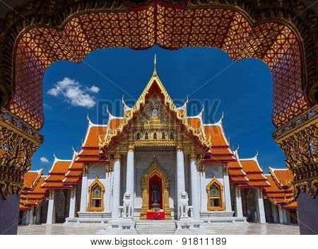 Traditional Thai architecture Wat Benjamaborphit or Marble Temple Bangkok