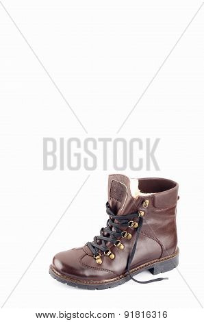 female boots isolated on white black with skin