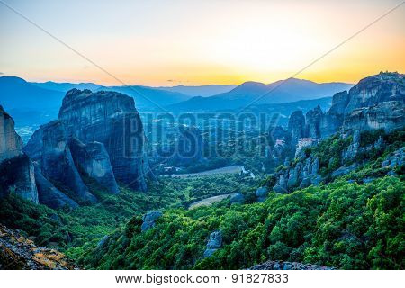 Beautiful sunset view on the mountains