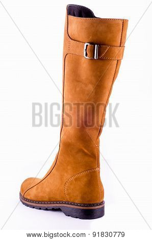 female boots isolated on white suede red color