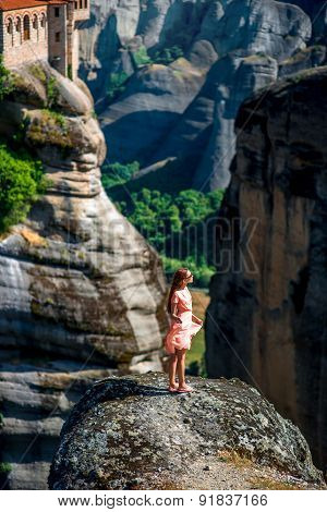 Woman enjoying nature on the mountains