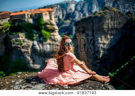 Woman enjoying nature on the mountains