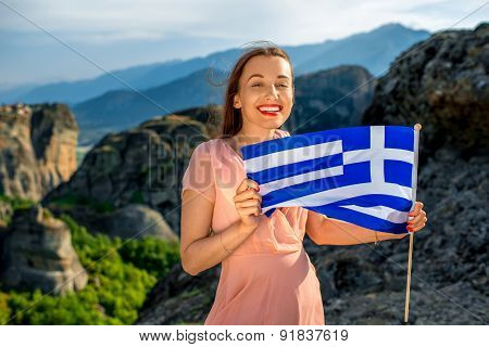 Woman with greek flag