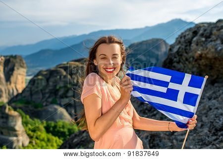 Woman with greek flag