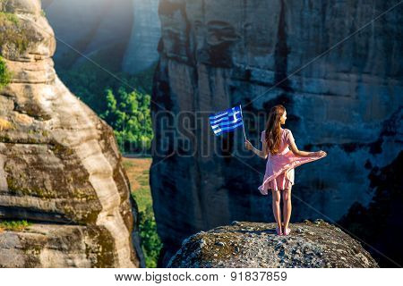 Woman with greek flag