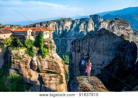 Woman with greek flag