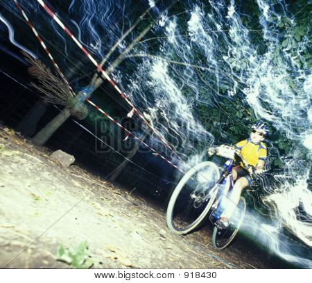 Mountainbike Racer Speed Blur Action