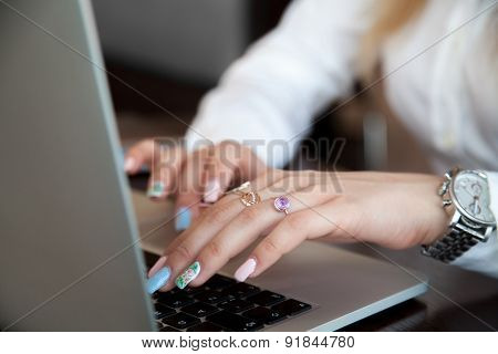 Hands On Laptop Closeup