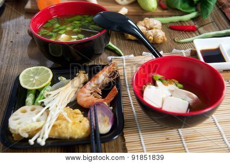 Traditional Japanese soup miso background