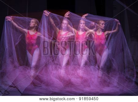photo as art - a sensual and emotional dance of beautiful ballerina through the veil