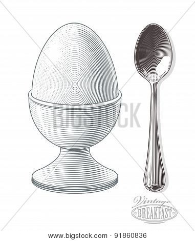 Egg in eggcup with spoon