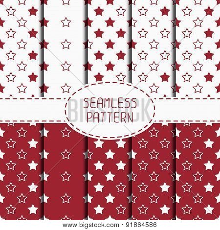 Set of red hipster fashion geometric seamless pattern with diamond. Collection of wrapping paper. Pa