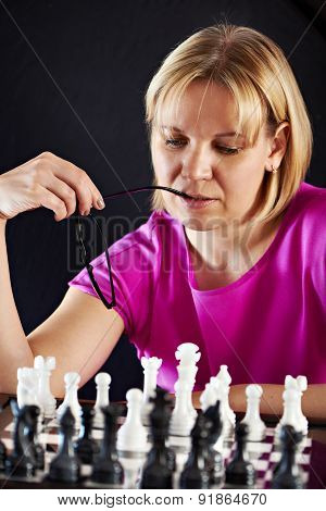 Woman Playing Chess