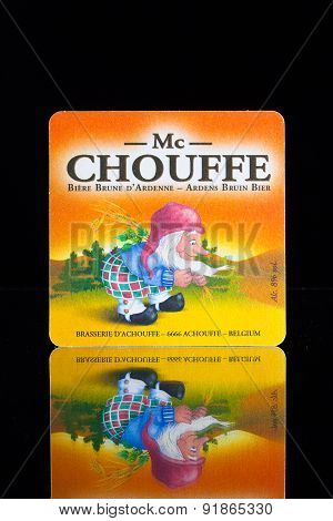 Beermat From La Choufee Beer On A Glass Table.