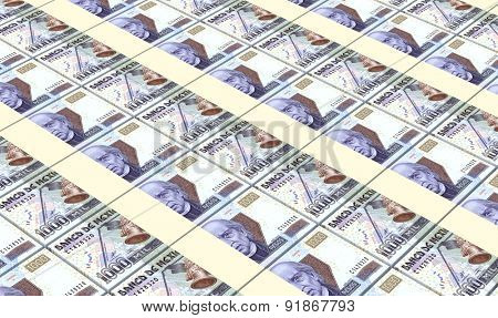 Mexican pesos bills stacks background.