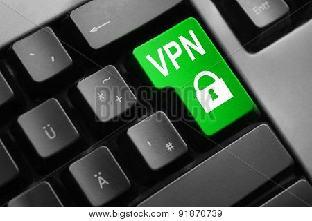 Keyboard Green Enter Button Vpn Lock Symbol