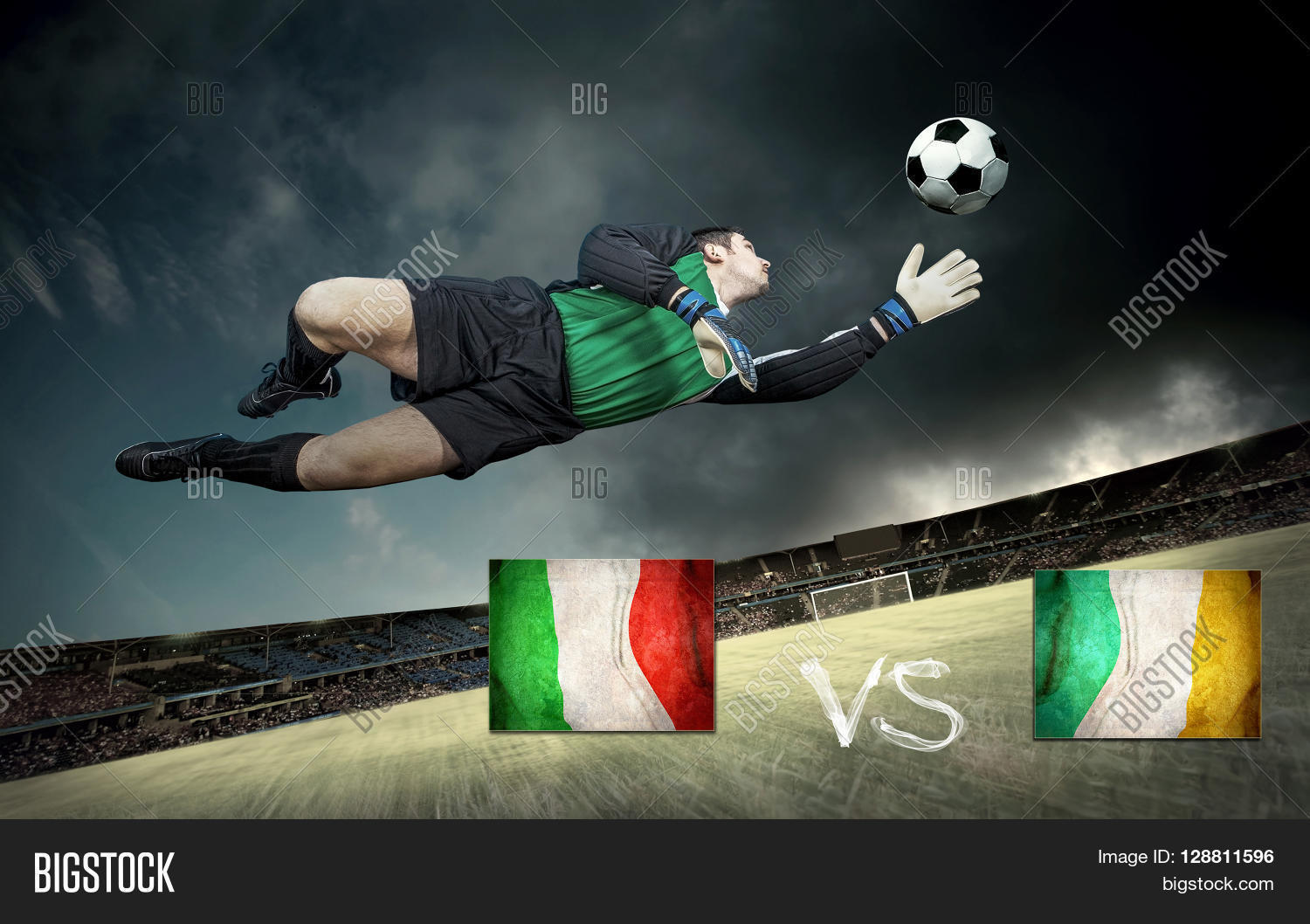 Football players on the field during a match