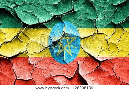 Grunge Ethiopia flag with some cracks and vintage look