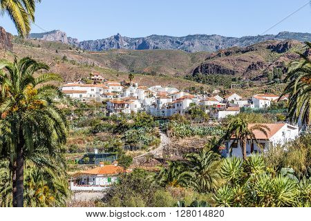 View On Fataga Village Located In Barranco de Fataga Valley - Gran Canaria Canary Islands Spain