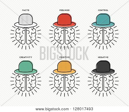 Six Thinking Hats Concept Design With Human Brains