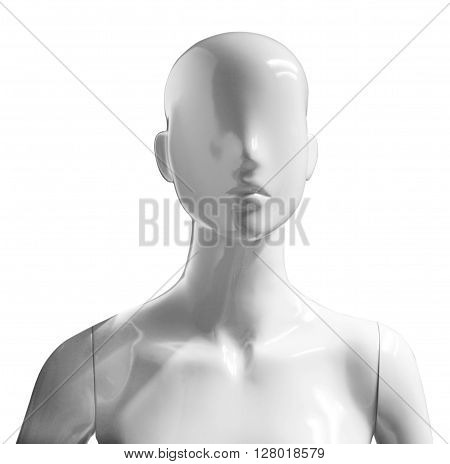 white female mannequin model isolated on white background
