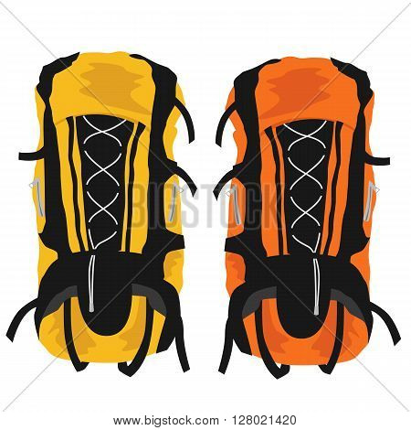Two modern tourist backpacks isolated on white background