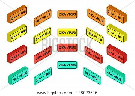 Zika Virus alert message in red orange yellow shape. Eps10. Vector illustration. isometric
