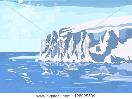 Antarctic iceberg in the snow. Beautiful winter scenery