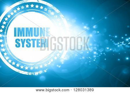 Blue stamp on a glittering background: immune sytem