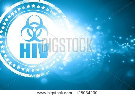 Blue stamp on a glittering background: Aids virus concept backgr