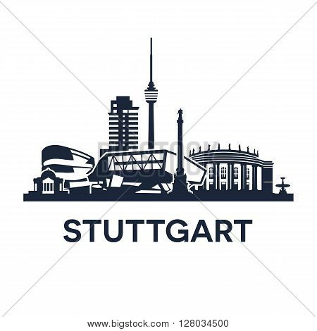 Abstract skyline of city Stuttgart in Germany, vector illustration